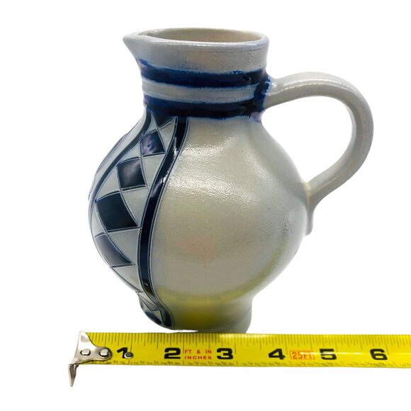 Merkelbach Goebel Vintage Salt Glazed Pottery Pitcher West Germany Blue Diamond - Picture 9 of 9